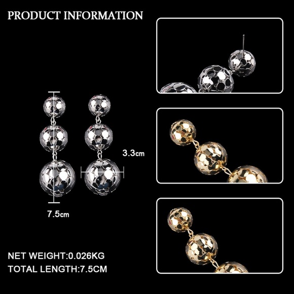 SILVER DISCO EARRINGS! - Picture 3 of 3